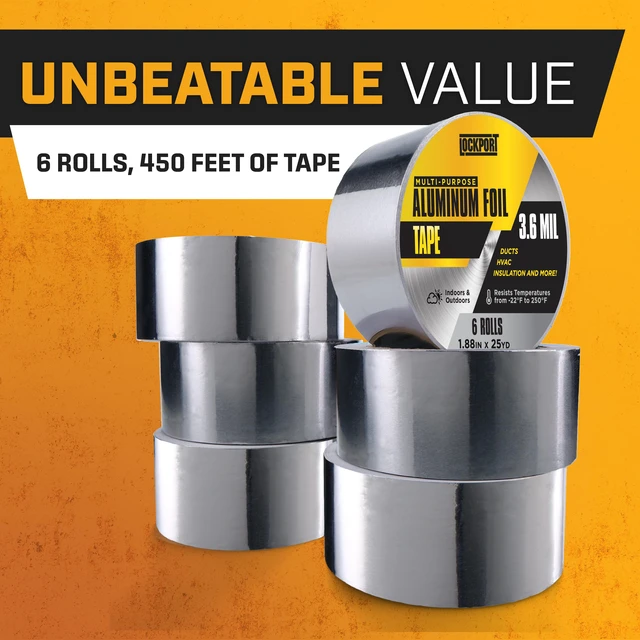 Alt view image 7 of 7 - Aluminum Foil Tape 2 in x 450 Ft - 6 Pack HVAC Duct Tape | Heat Resistant & Waterproof Professional Grade Aluminum HVAC Tape for Sealing/Dryer Vent/Heat Insulation/Ductwork Repairs