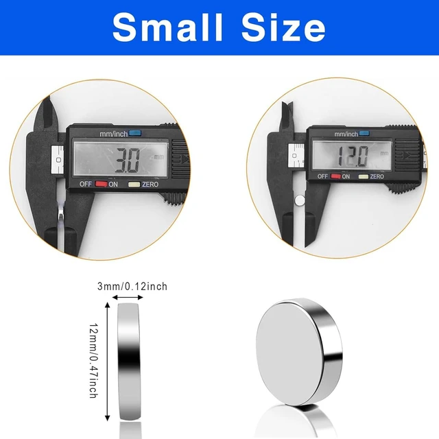 Alt view image 2 of 7 - 60Pcs Strong Rare Earth Magnets, 12x3mm Small Refrigerator Magnet Round Neodymium Disc Magnets for Crafts, Whiteboard, Scientific Models, Dry Erase Board, Office