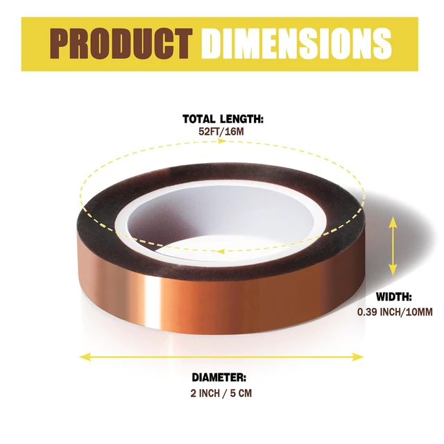 Alt view image 2 of 7 - 12 Rolls 10mm x16m(52FT) Heat Tape High Temperature Heat Resistant Tape Heat Transfer Tape for Heat Sublimation Press Vinyl,No Residue