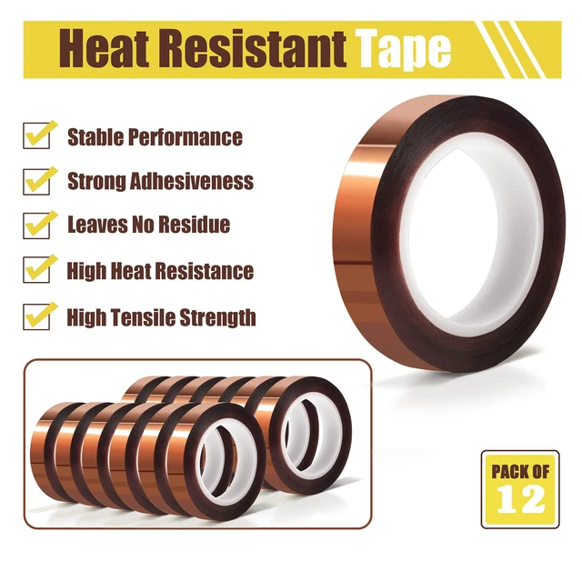 Alt view image 3 of 7 - 12 Rolls 10mm x16m(52FT) Heat Tape High Temperature Heat Resistant Tape Heat Transfer Tape for Heat Sublimation Press Vinyl,No Residue