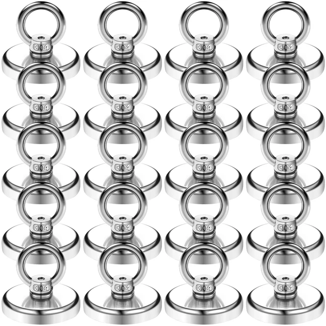 Main image of Magnetic Hooks with Countersunk Hole Eyebolt 110LBS 20 Pack Heavy Duty Magnet, Rare Earth Neodymium Magnets,for Workplace, Home, Kitchen, Office and Garage