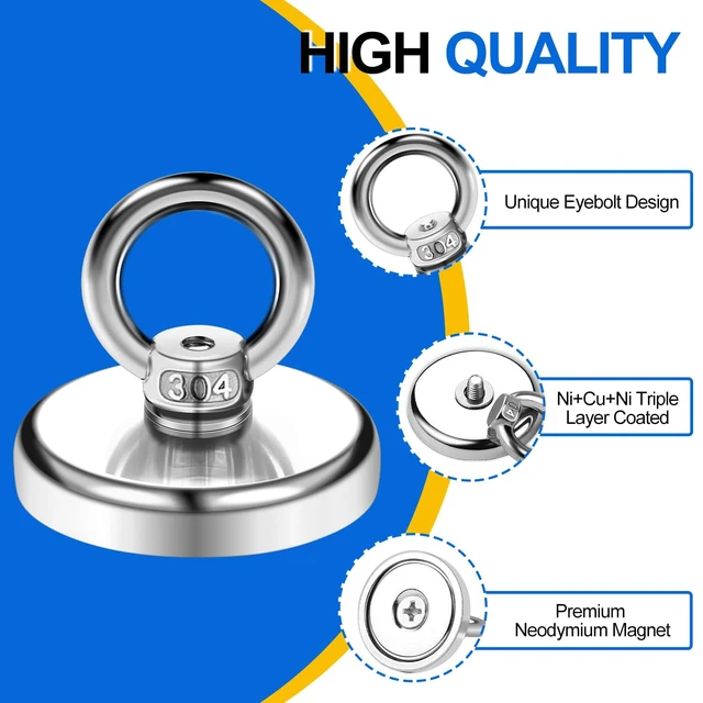 Alt view image 3 of 7 - Magnetic Hooks with Countersunk Hole Eyebolt 110LBS 20 Pack Heavy Duty Magnet, Rare Earth Neodymium Magnets,for Workplace, Home, Kitchen, Office and Garage