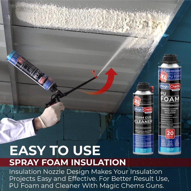 Alt view image 3 of 7 - Spray Foam Insulation Kit, Expanding Sealant, 1 Pack-25.4 oz Closed Cell; High Density; Covers up to 20 sq ft; Includes Foam Gun & Cleaner