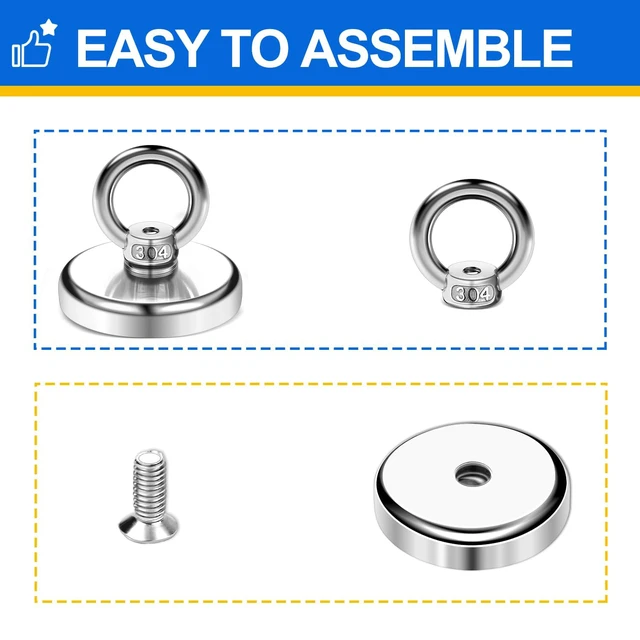 Alt view image 5 of 7 - Magnetic Hooks with Countersunk Hole Eyebolt 110LBS 20 Pack Heavy Duty Magnet, Rare Earth Neodymium Magnets,for Workplace, Home, Kitchen, Office and Garage