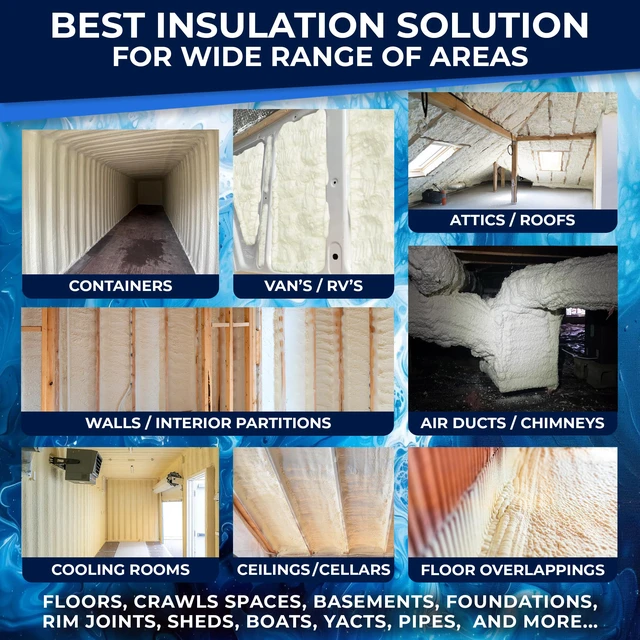 Alt view image 5 of 7 - Spray Foam Insulation Kit, Expanding Sealant, 1 Pack-25.4 oz Closed Cell; High Density; Covers up to 20 sq ft; Includes Foam Gun & Cleaner
