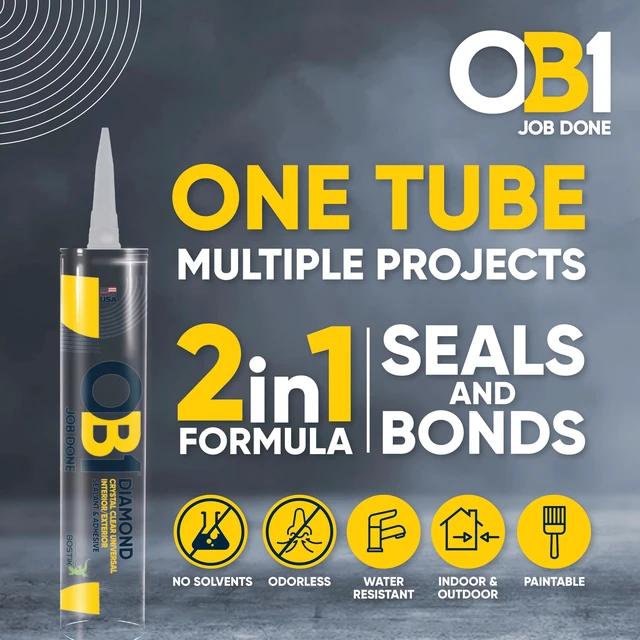 Alt view image 4 of 7 - Universal Caulk Sealant & Adhesive Diamond Crystal Clear 10.1oz | Professional Grade All-in-One Advanced Hybrid | Water Resistant Internal & External | Shrink Crack & UV Resistant | 1 Cartridge