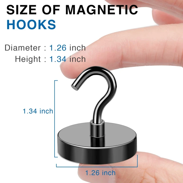 Alt view image 2 of 6 - Magnetic Hooks for Cruise Cabins 130LBS Heavy Duty Magnet Hook 6 P Strong Magnets Door Metal Ship Walls Essentials 2026 Classroom Refrigerator Locker Hanging Neodymium Kitchen Fridge Black