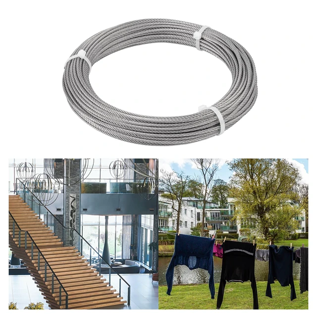 Alt view image 6 of 7 - 1/8 inch Wire Cable,100ft Wire Rope Metal Cable with Loop Sleeve and Steel Thimble, 7x7 Marine Stainless Steel Strand Core Perfect for Deck Railing System, Outdoor Hanging kit, Garden Fence