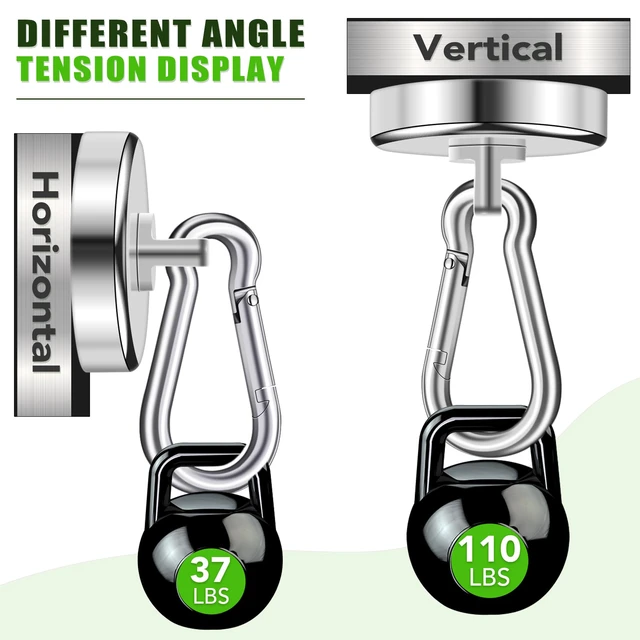 Alt view image 4 of 6 - Carabiner Magnetic Hooks, 110LBS Magnet with Carabiner, 12 Pack Magnetic Hooks Heavy Duty with Swivel Carabiner Hook, Great for Hanging for Cruise, Garage, Kitchen, Refrigerator, Locker