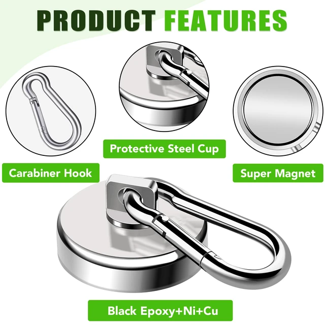 Alt view image 5 of 6 - Carabiner Magnetic Hooks, 110LBS Magnet with Carabiner, 12 Pack Magnetic Hooks Heavy Duty with Swivel Carabiner Hook, Great for Hanging for Cruise, Garage, Kitchen, Refrigerator, Locker