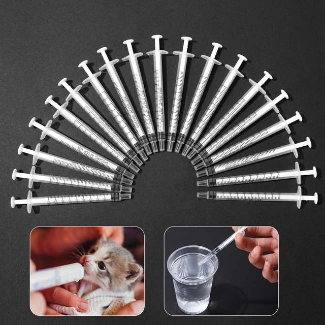 Alt view image 4 of 7 - 60 Pack 1ml Syringe for Liquid, 1cc Plastic Small Syringes for Scientific Labs, Measuring Liquids, Feeding Pets, Medical Student, Oil or Glue Applicator, Non-Sterile, No Needle