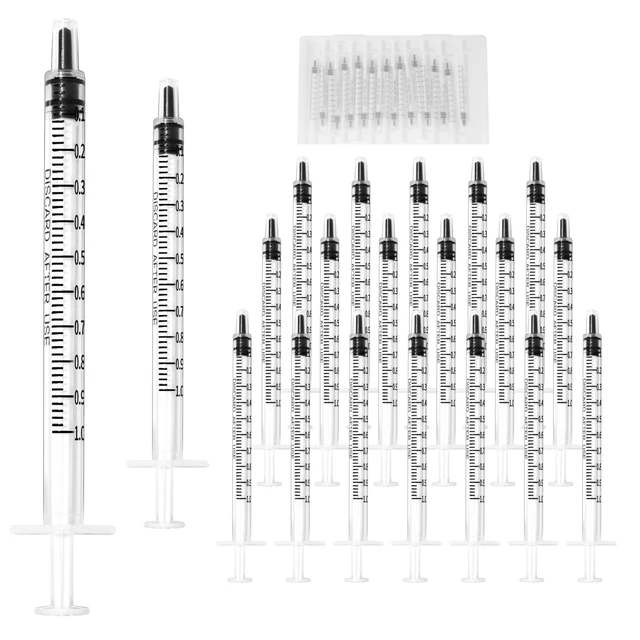 Alt view image 7 of 7 - 60 Pack 1ml Syringe for Liquid, 1cc Plastic Small Syringes for Scientific Labs, Measuring Liquids, Feeding Pets, Medical Student, Oil or Glue Applicator, Non-Sterile, No Needle