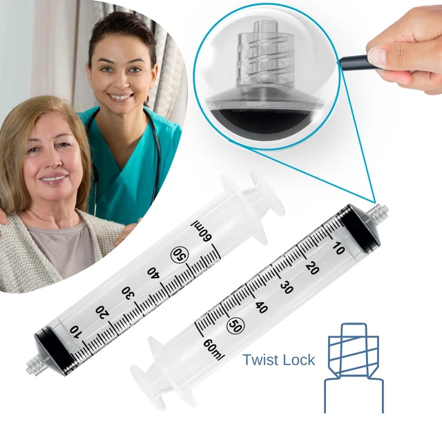Alt view image 4 of 7 - Luer-Lock Syringe, 60 mL, 60 Count, Blister-Packed Secure Luer-Lock Tip, Precise Dosing Graduation, High-Transparency Barrel, Smooth Plunger Action