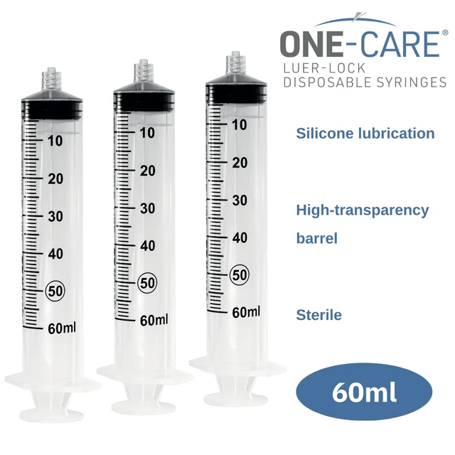 Alt view image 5 of 7 - Luer-Lock Syringe, 60 mL, 60 Count, Blister-Packed Secure Luer-Lock Tip, Precise Dosing Graduation, High-Transparency Barrel, Smooth Plunger Action