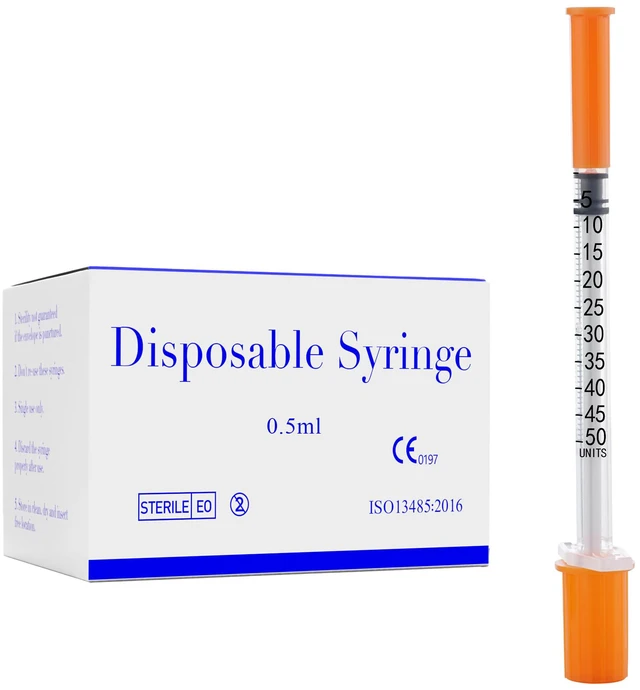 Main image of 0.5ml/cc 29G 1/2 Inch Syringes, Disposable Syringe, Individual Wrapped, Box of 100