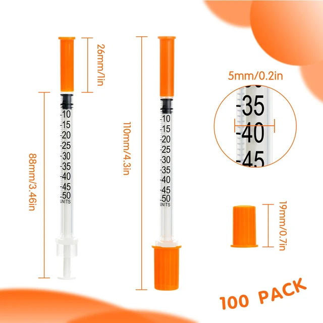 Alt view image 2 of 6 - 0.5ml/cc 29G 1/2 Inch Syringes, Disposable Syringe, Individual Wrapped, Box of 100