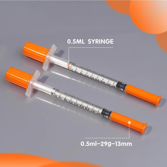 Alt view image 4 of 6 - 0.5ml/cc 29G 1/2 Inch Syringes, Disposable Syringe, Individual Wrapped, Box of 100