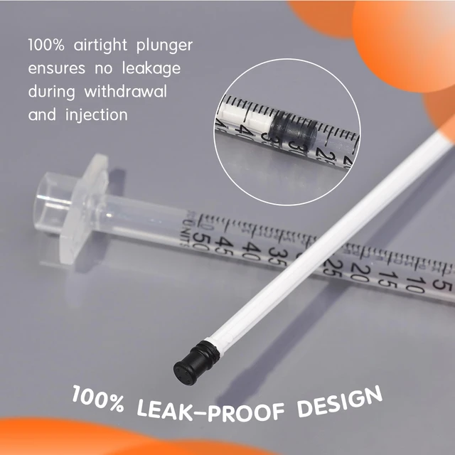 Alt view image 5 of 6 - 0.5ml/cc 29G 1/2 Inch Syringes, Disposable Syringe, Individual Wrapped, Box of 100