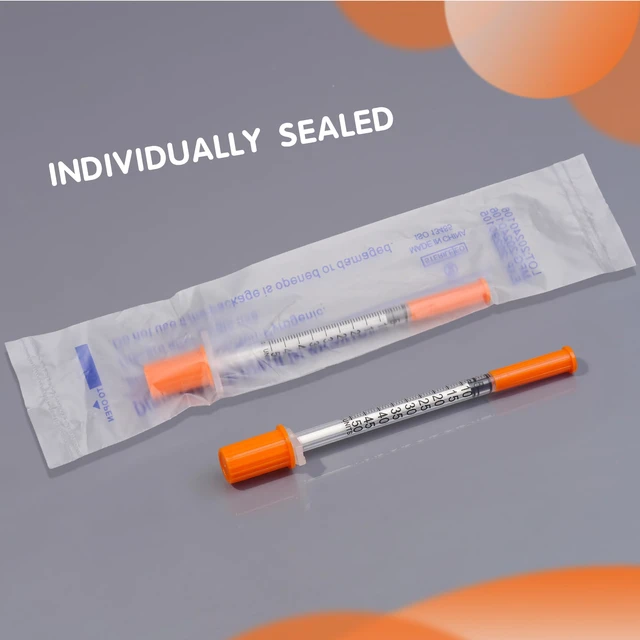 Alt view image 6 of 6 - 0.5ml/cc 29G 1/2 Inch Syringes, Disposable Syringe, Individual Wrapped, Box of 100