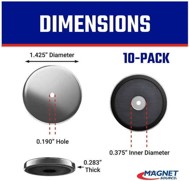 Alt view image 2 of 6 - Ceramic Round Base Magnet Pack with Hole, Ideal for Securing Items in Home, Shop, and Commercial Spaces, Multiple Sizes