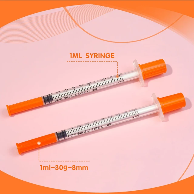 Alt view image 4 of 7 - 1ml/cc 30G 5/16 Inch Syringes, Disposable Syringe, Individual Wrapped, Box of 100
