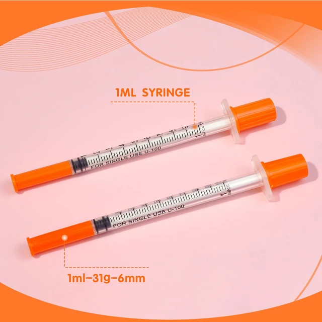 Alt view image 4 of 7 - 1ml/cc 31G 1/4 Inch Syringes, Disposable Syringe, Individual Wrapped, Box of 100