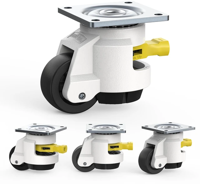 Main image of Leveling Casters with Ratchet Handle DesignTotal Capacity 2200 lbs TD60Set of 4 Heavy Duty Industrial Casters with Adjustable Leveling Pads