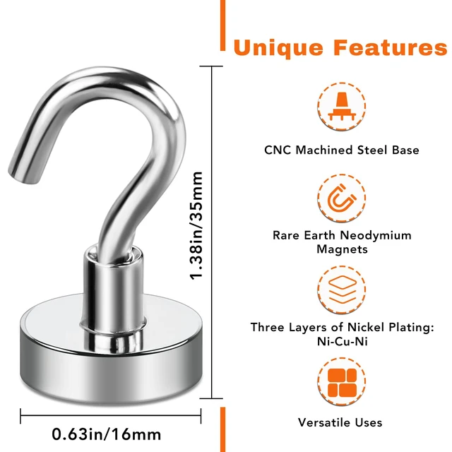 Alt view image 3 of 7 - 28 Pack Magnetic Hooks, 30Lbs Magnet Cruise Hook Heavy Duty with Epoxy Coating for Refrigerator, Cruise, Grill, Kitchen,Home