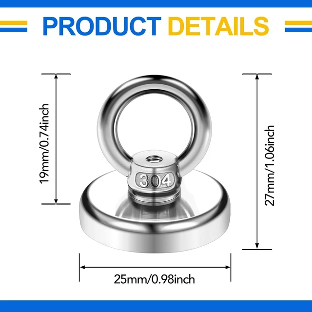Alt view image 2 of 7 - Magnetic Hooks with Countersunk Hole Eyebolt 60LBS 20Pack Heavy Duty Magnet, Rare Earth Neodymium Magnets,for Workplace, Home, Kitchen, Office and Garage
