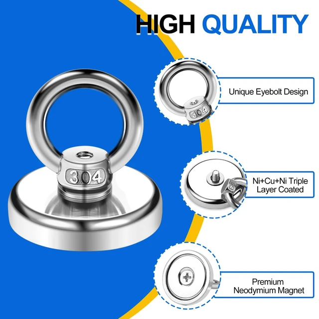 Alt view image 3 of 7 - Magnetic Hooks with Countersunk Hole Eyebolt 60LBS 20Pack Heavy Duty Magnet, Rare Earth Neodymium Magnets,for Workplace, Home, Kitchen, Office and Garage