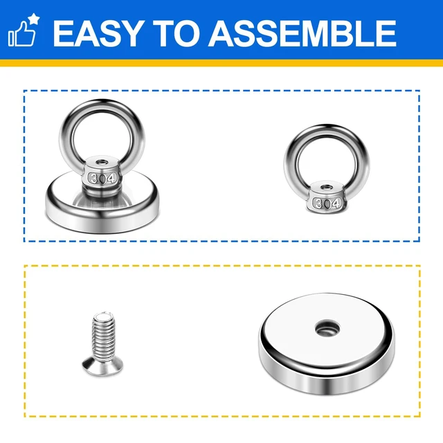 Alt view image 5 of 7 - Magnetic Hooks with Countersunk Hole Eyebolt 60LBS 20Pack Heavy Duty Magnet, Rare Earth Neodymium Magnets,for Workplace, Home, Kitchen, Office and Garage
