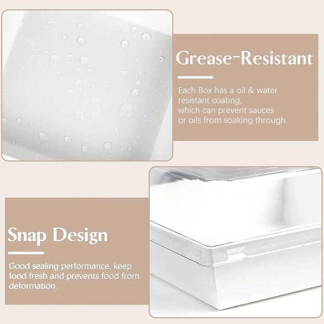 Alt view image 4 of 7 - 100 Pack 5 Inch Paper Charcuterie Boxes with Clear Lids, White Small, Square, To Go Food Containers, Bakery Boxes, For Mini Cake, Desserts, Cookies, Sandwiches, Strawberries