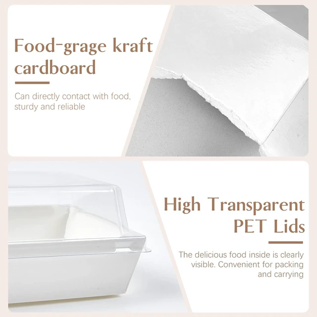 Alt view image 3 of 7 - 100 Pack 5 Inch Paper Charcuterie Boxes with Clear Lids, White Small, Square, To Go Food Containers, Bakery Boxes, For Mini Cake, Desserts, Cookies, Sandwiches, Strawberries