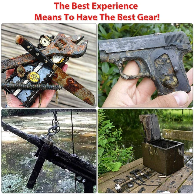 Alt view image 4 of 6 - 1725 LBS Fishing Magnet Kit, 3.7 Inch Neodymium Fishing Magnet Powerful Magnet Kit Includes Neodymium Magnet, Gloves, 65 Foot Rope, Grappling Hook, Strong Magnets for Retrieving in Lake