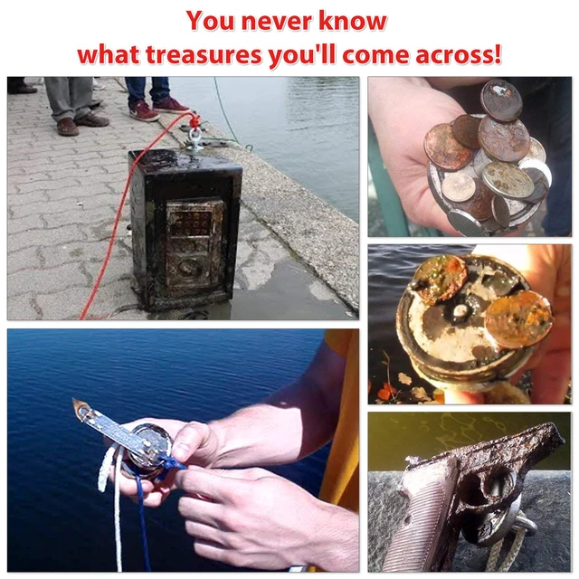 Alt view image 5 of 6 - 1725 LBS Fishing Magnet Kit, 3.7 Inch Neodymium Fishing Magnet Powerful Magnet Kit Includes Neodymium Magnet, Gloves, 65 Foot Rope, Grappling Hook, Strong Magnets for Retrieving in Lake