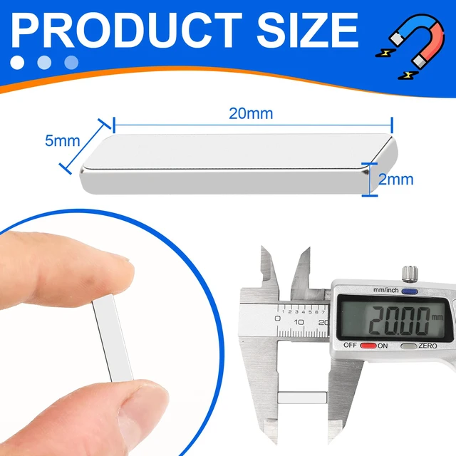 Alt view image 2 of 6 - 100 Pack Strong Neodymium Bar Magnets, 20 x 5 x 2 mm Rare Earth Neodymium Magnets with Double-Sided Adhesive Perfect for Fridge, Garage, Kitchen, Craft, Office