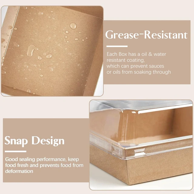 Alt view image 4 of 7 - 100 Pack 5 Inch Paper Charcuterie Boxes with Clear Lids, Brown Small, Square, To Go Food Containers, Bakery Boxes, For Mini Cake, Desserts, Cookies, Sandwiches, Strawberries