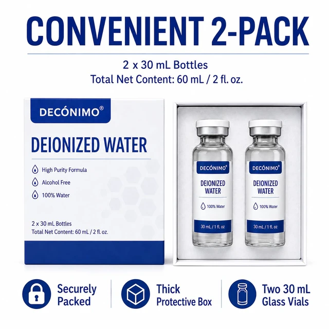 Alt view image 3 of 5 - Deionized Water, 2 Pack 30 mL Glass Vials, 100% Pure Alcohol-Free