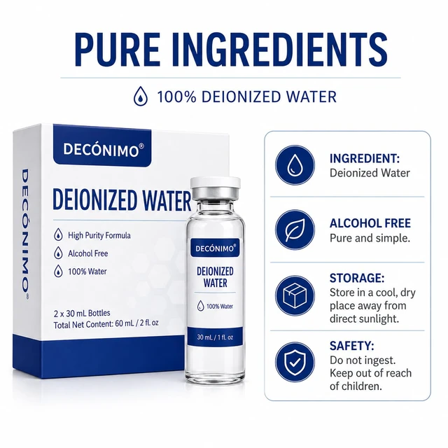 Alt view image 5 of 5 - Deionized Water, 2 Pack 30 mL Glass Vials, 100% Pure Alcohol-Free
