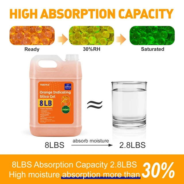 Alt view image 4 of 7 - 8 LBS Orange Indicating Silica Gel Desiccant Beads Reusable Industry Standard 3-5 mm, Rechargeable Silica Gel Beads for 3D Filament, Electronic, Camera, Jewelry 25PCS Organza Bag