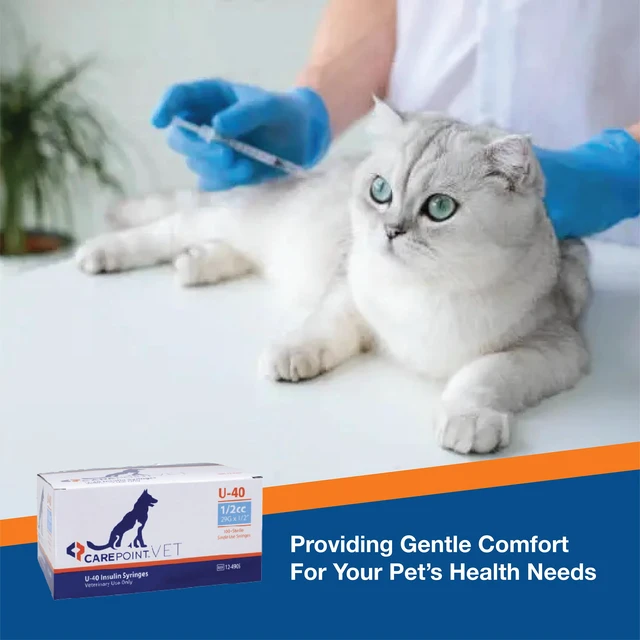 Alt view image 5 of 6 - U-40 Pet Insulin Syringes, 29G x 1/2" 1/2cc, Comfortable Injection, Bold Permanent Markings for Accurate Dosage, Disposable, Box of 100