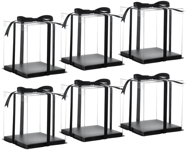 Main image of 6inch Clear tall cake Box with Ribbon, 8 X 8 X 9inch for Bakery Boxes Clear Gift Boxes,ideal for wedding birthday party and gift display-Black