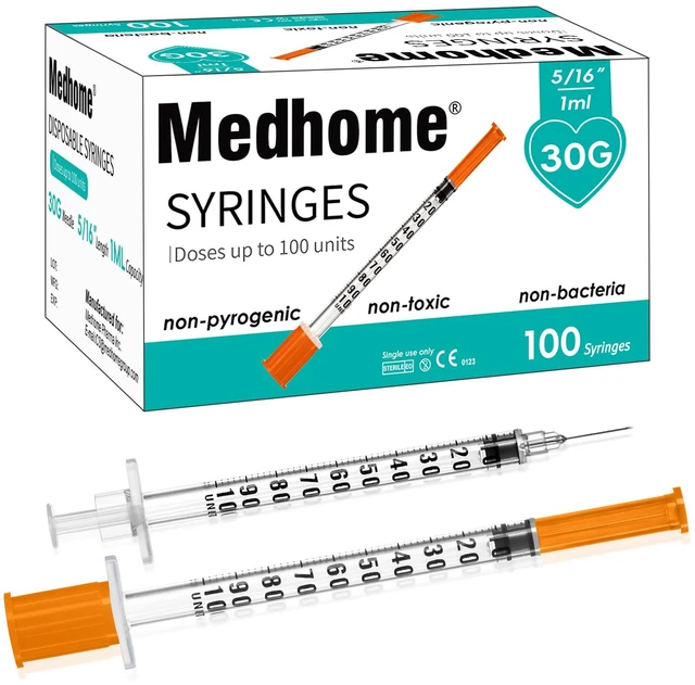 Main image of 1ml 30G 5/16" (8mm) Syringe, Lab Syringes Individually Wrapped, Pack of 100