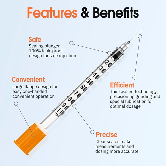 Alt view image 3 of 7 - 1ml 30G 5/16" (8mm) Syringe, Lab Syringes Individually Wrapped, Pack of 100