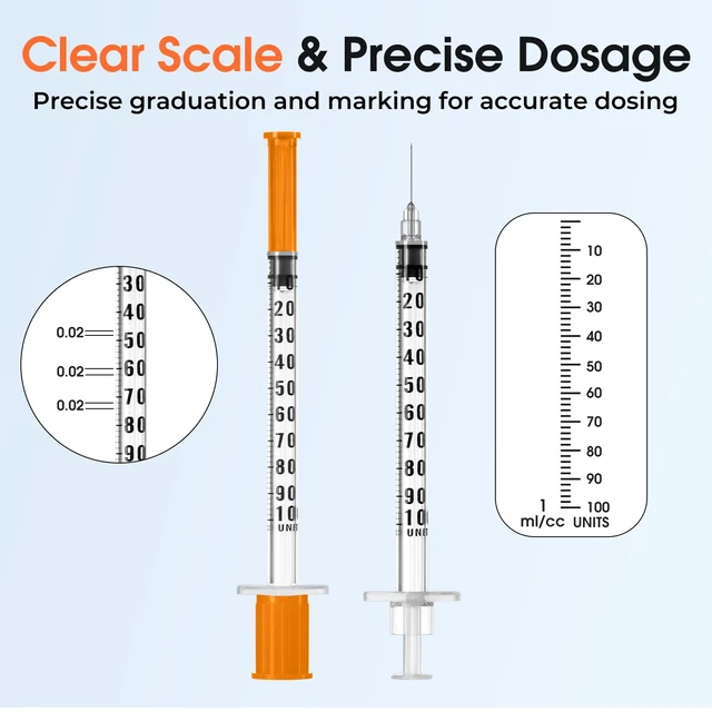 Alt view image 4 of 7 - 1ml 30G 5/16" (8mm) Syringe, Lab Syringes Individually Wrapped, Pack of 100
