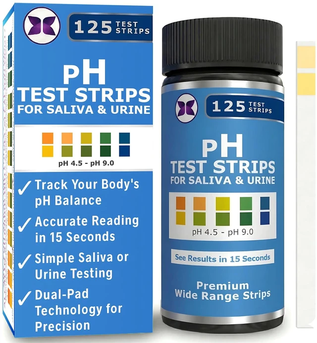 Main image of pH Test Strips for Testing Alkaline and Acid Levels in The Body. Track & Monitor Your pH Level Using Saliva and Urine. pH Tester for Highly Accurate Results in Seconds