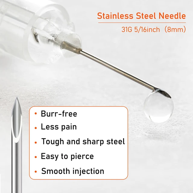 Alt view image 4 of 7 - U-100 Syringe with Needle 31Ga 1cc 5/16"(8mm)- Pack of 50 Pcs