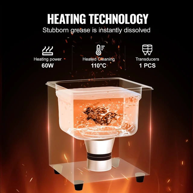 Alt view image 3 of 7 - 2L Sonic Cleaner with Heater Timer & Basket, Professional Digital Sonic Cavitation Machine, 60W Cleaning Machine for Watch Instruments, Glasses, Coin, Metal Parts, Tool