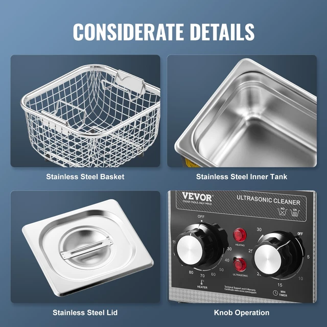 Alt view image 5 of 7 - 2L Sonic Cleaner with Heater Timer & Basket, Professional Digital Sonic Cavitation Machine, 60W Cleaning Machine for Watch Instruments, Glasses, Coin, Metal Parts, Tool