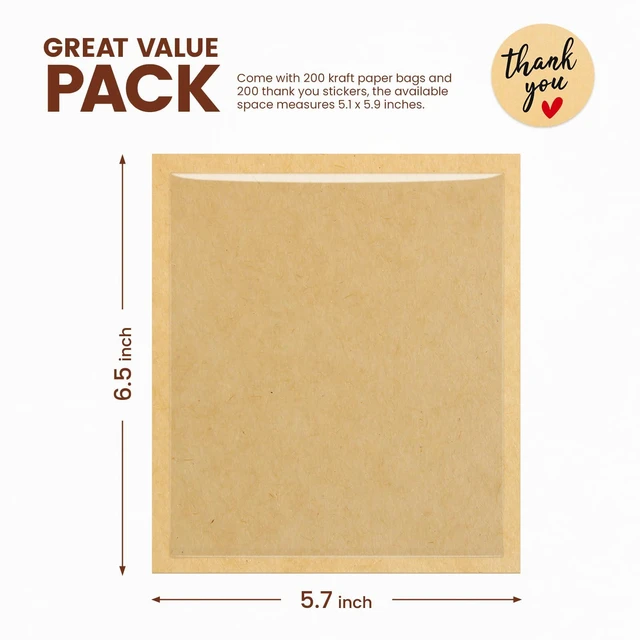 Alt view image 2 of 7 - 200 Pack Cookie Packaging Bags with Seal, 5.7x6.5 Inch Heat Sealable Paper Cookie Sleeves, Grease Resistant To Go Bakery Bags with Window for Bake Sale Brownie, Treat, Donut, Cake Slice, Scone